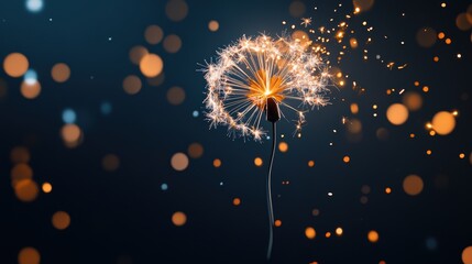 Obraz premium Close-up shot of a single firework exploding, showcasing intricate details of its radiant burst. Happy New Year 2025 text is integrated seamlessly into the firework design.