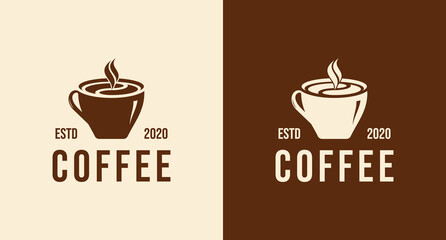 Coffee with smoke. Coffee morning, coffee cafe logo illustration design template