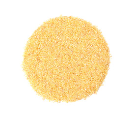 Pile of raw wheat groats isolated on white, top view