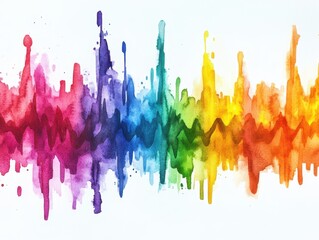 Fototapeta premium Colorful Watercolor Sound Waves Abstract Art