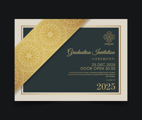 Elegant dark Gold graduation invitation template