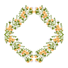 Round wreath of flowers bouquet, Wedding Floral Wreath, Hand-Drawn Flower Wreath, Elegant Floral Frame
