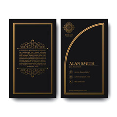 Luxury dark gold business card template with Ornament design