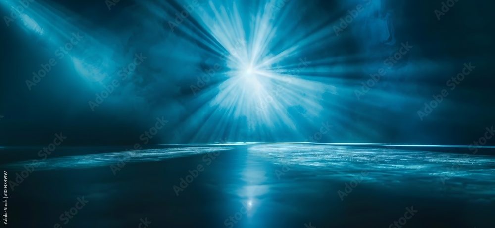 Wall mural Abstract Blue Light Beam On Dark Background