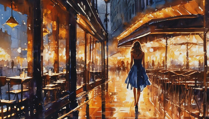 Obraz premium night street_Generated by AI