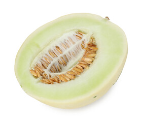 Half of fresh honeydew melon isolated on white