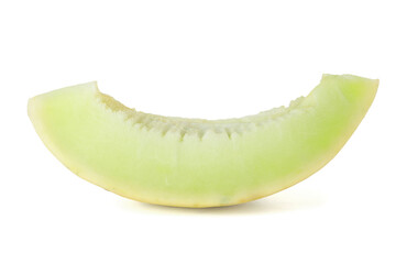 Slice of fresh ripe honeydew melon isolated on white