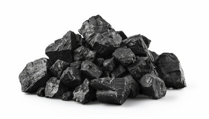 Fototapeta premium Heap of Coal Isolated on White Background