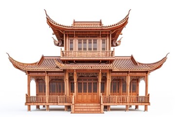Fototapeta premium Asian wood building architecture temple pagoda.