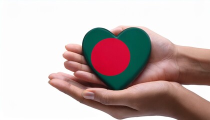 Obraz premium 手で持っているバングラデシュの国旗のハート(Heart of Bangladesh flag held in hand.) 