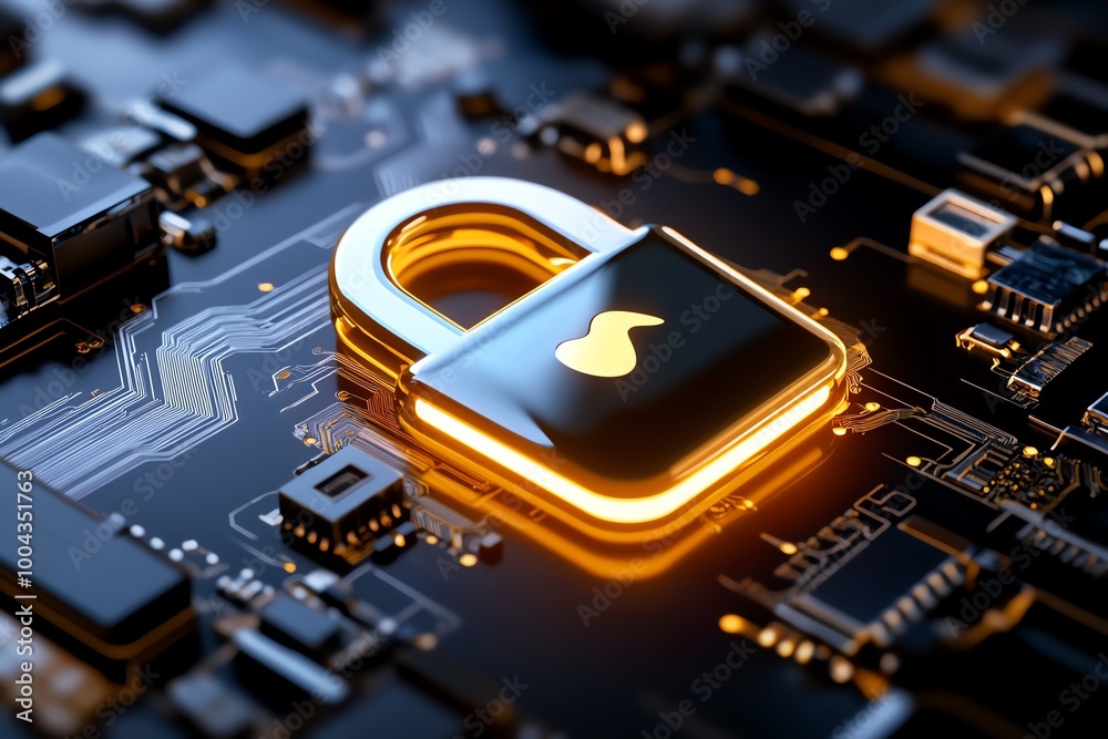 Aufkleber A glowing padlock icon on a digital interface, representing end-to-end encryption for secure, anonymous communication