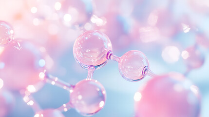A macro shot of niacinamide molecules merging with skin cells, showing a smooth, hydrated complexion	
