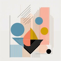 Geometric minimalist abstract design, light white background.