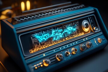 A glowing, enchanted radio broadcasting yesterday&acirc;&euro;&trade;s news, where the sound waves form magical images of the stories being told