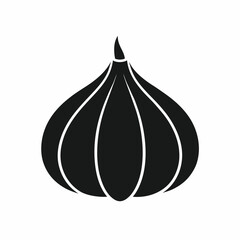 Garlic Solid Glyph Vector Illustration - Minimalist Vegetable Silhouette for Food Designs