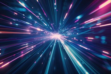 Naklejka premium A bright blue and purple light with a lot of white and red streaks, generative ai image