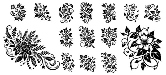 collection of intricate floral designs with ornamental patterns