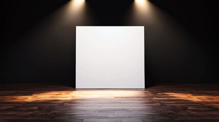 spotlight shines on blank canvas, creating dramatic atmosphere