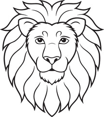 Lion head silhouette with white background