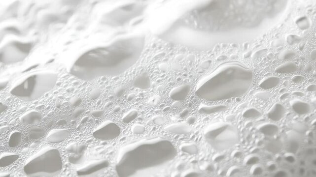 Texture of white soap foam with bubbles abstract background.
