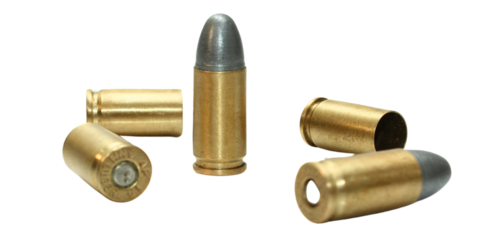 Bullets and shells pistol handgun die cut transparent