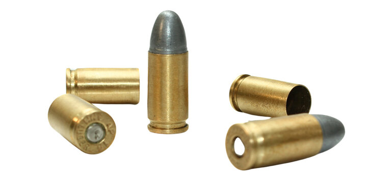 Bullets and shells pistol handgun die cut transparent