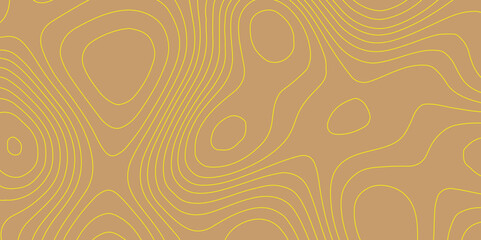 Topographic linear background for design yellow lines contour map seamless pattern geographic mountain relief, topographic map like lines trendy color modern background and texture.
