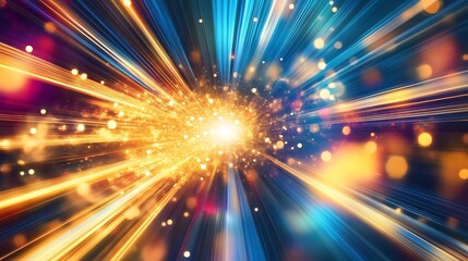 Abstract Background of Radiating Light Streaks and Bokeh