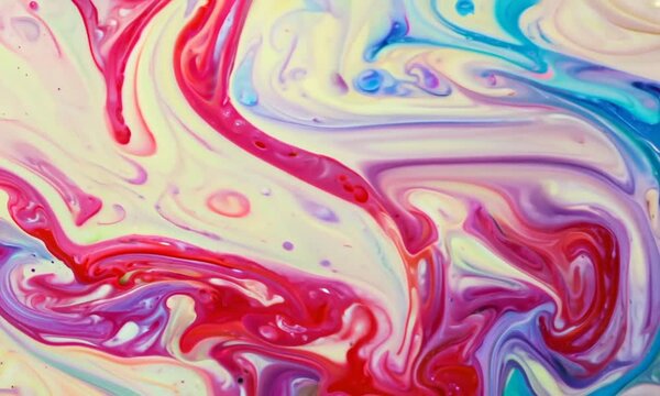 Farben, die sich vermischen und dynamisch auf dem Leinwand verteilen