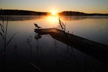 Autumn morning at a lake in Finland