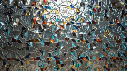 Obraz premium Colorful glass pieces create a stunning display of light and reflection in a peaceful space