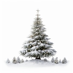 Fototapeta premium Christmas tree plant white snow.