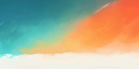 Abstract Orange Teal Gradient Sky Background