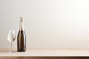 Bottle champagne glass table.