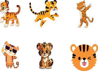 set of cartoon tiger