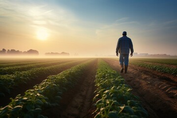 Fototapeta premium Walking field sky agriculture.