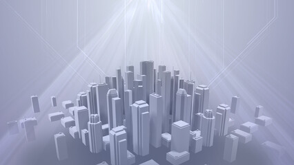 Network city communication technology business 3D illustration