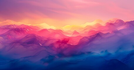 Abstract Sunset Gradient Mountain Landscape