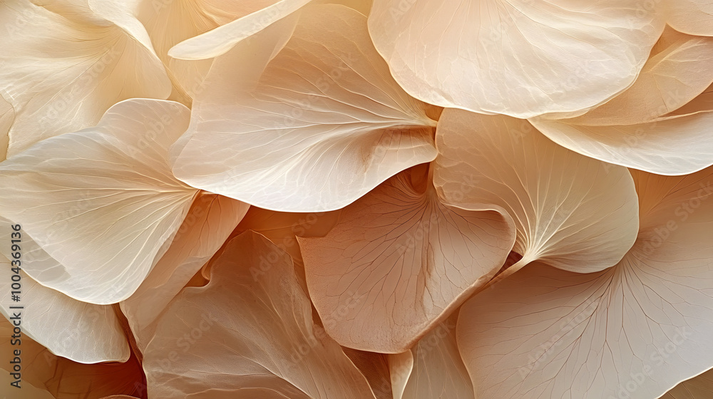 Canvas Prints Nature abstract of flower petals, beige transparent leaves with natural texture as natural background or wallpaper. Macro texture, neutral color aesthetic photo with veins of leaf, botanical design.