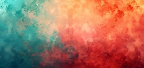 Abstract Grainy Gradient Background with Red, Orange, and Teal Colors