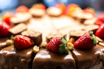 chocolate cake with strawberries