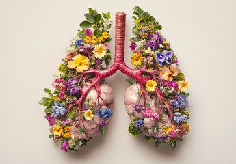 Colorful Flower Lungs, AI generated illustration