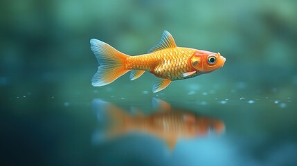 A vibrant goldfish swimming gracefully in clear water.
