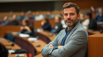 Fototapeta premium Business seminar on the importance of renewable energy in achieving sustainability. Generative AI