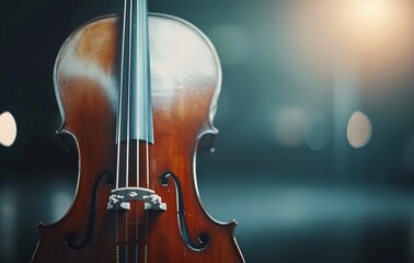 Close-Up Of A Wooden Violin Under Soft Lighting With Dark Background