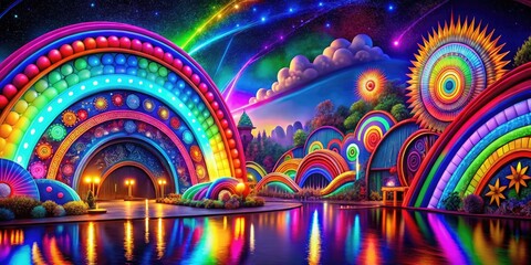Vibrant Rainbow Art Displaying Colorful Patterns and Abstract Designs for Creative Inspiration