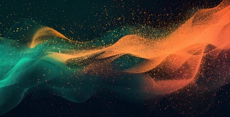 Fototapeta premium Abstract Grainy Orange Teal Gradient Waves
