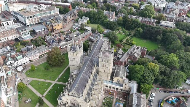 Great Britain, South West England, Devon, Exeter, Exeter Cathedral seen from the Cathedral Green