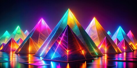 Lamas personalizadas con tu foto Vibrant Colorful Glowing Pyramids Creating Dynamic Abstract Composition for Design Projects