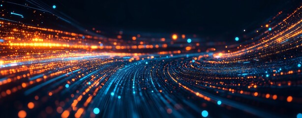 Dynamic Abstract Technology Background with Light Streaks, AI generated illustration